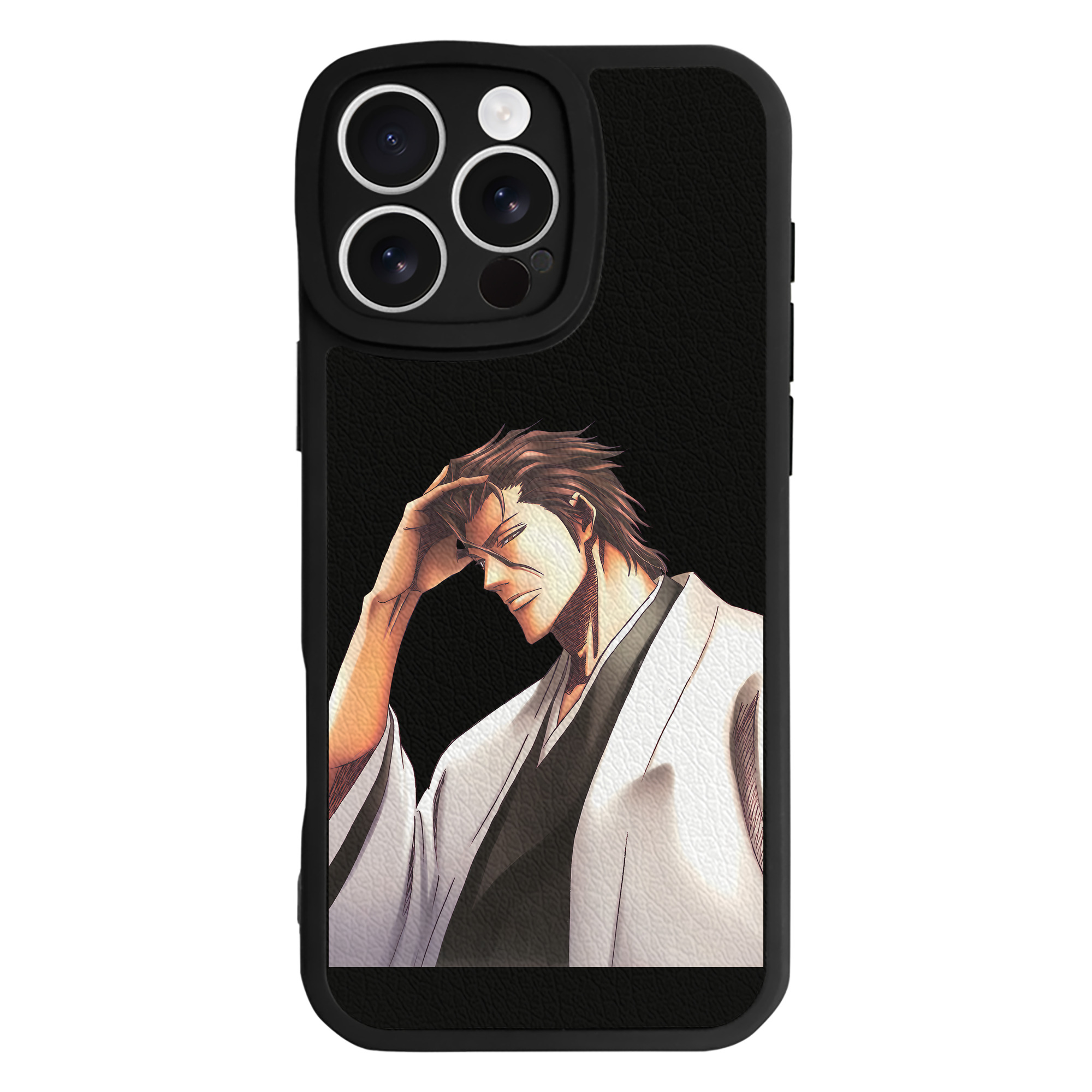 （画像用） ブリーチ 藍染 惣右介（あいぜん そうすけ） BLEACH Aizen Sousuke 【iPhone 16シリーズ対応】シリコンスマホケース（レザー調） 材質：シリコン